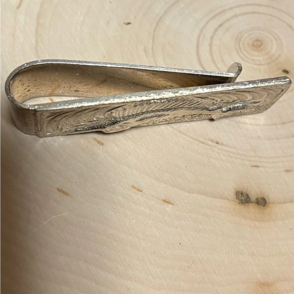 Elegant Mexico .925 Silver Engraved Money Clip